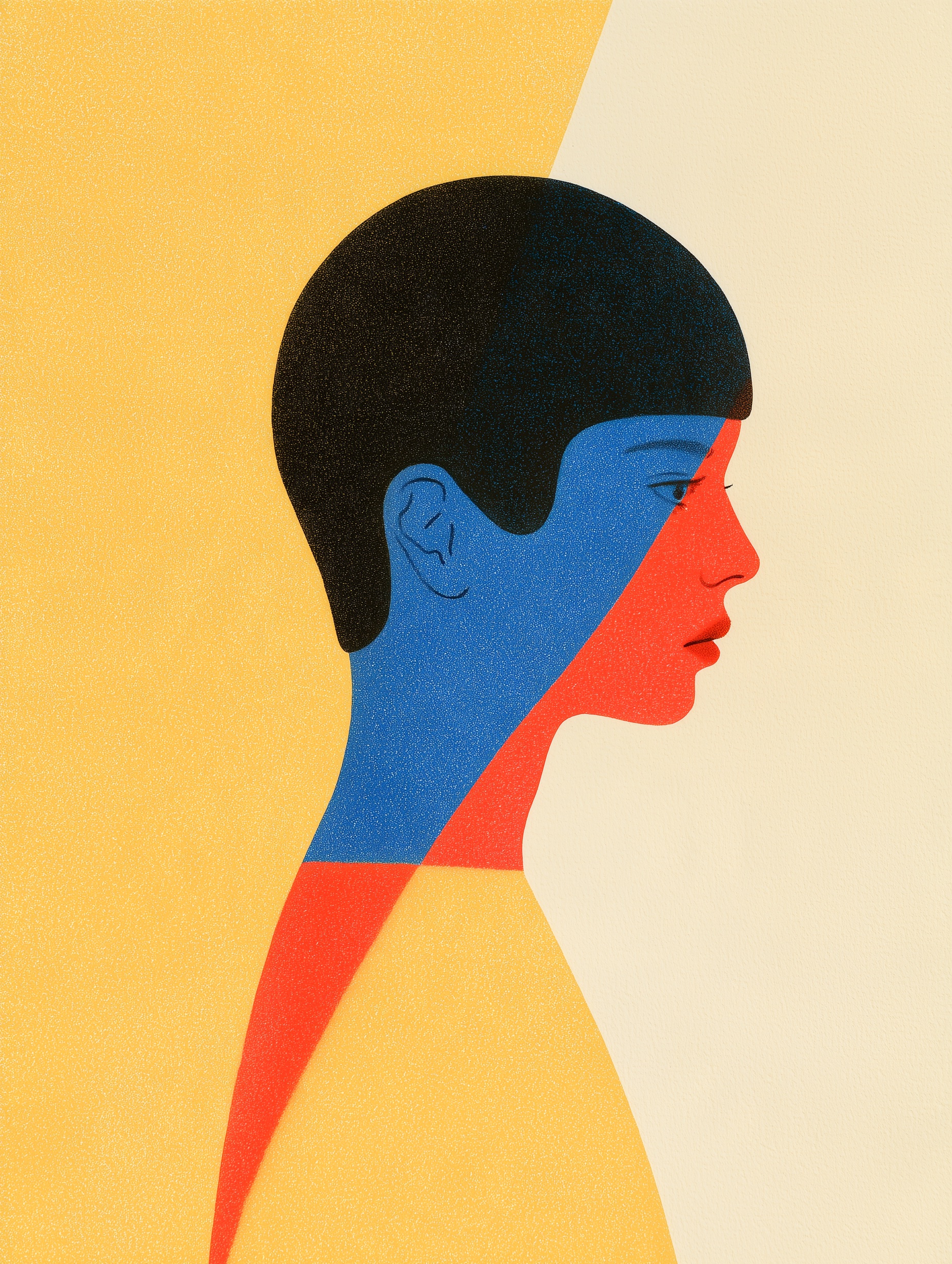 Abstract Color Block Portrait with Grain Texture