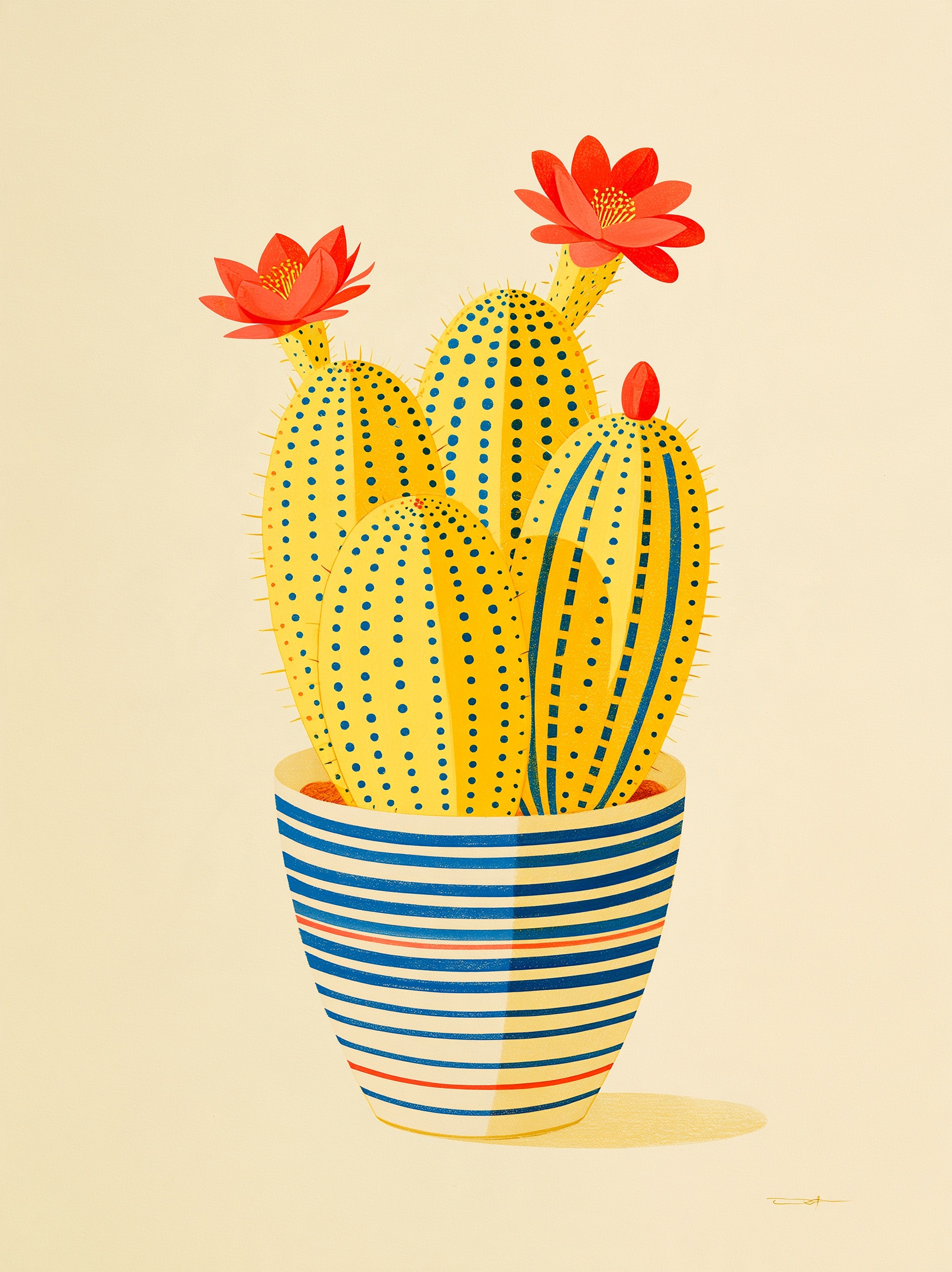Stylized Cactus Poster Art