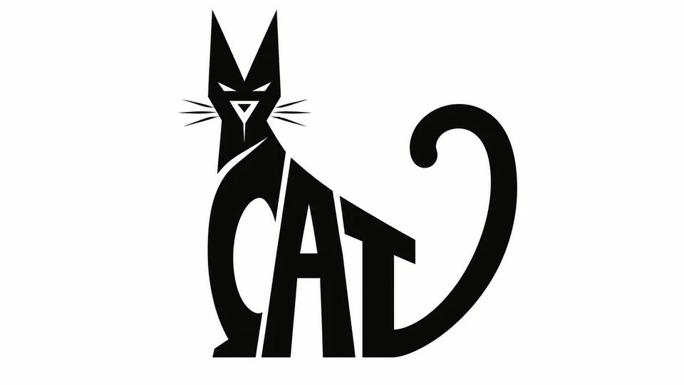 Bw vector logo wordcat shaped like a cat silhouette