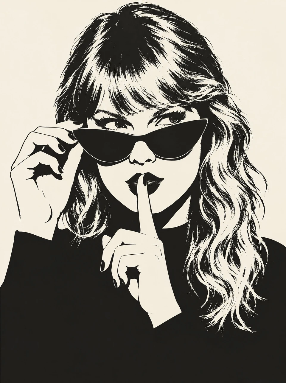 Taylor Swift silkscreen portrait with cat-eye