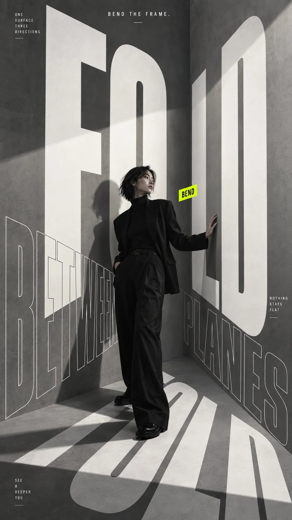 Fashion editorial poster with oversized typography