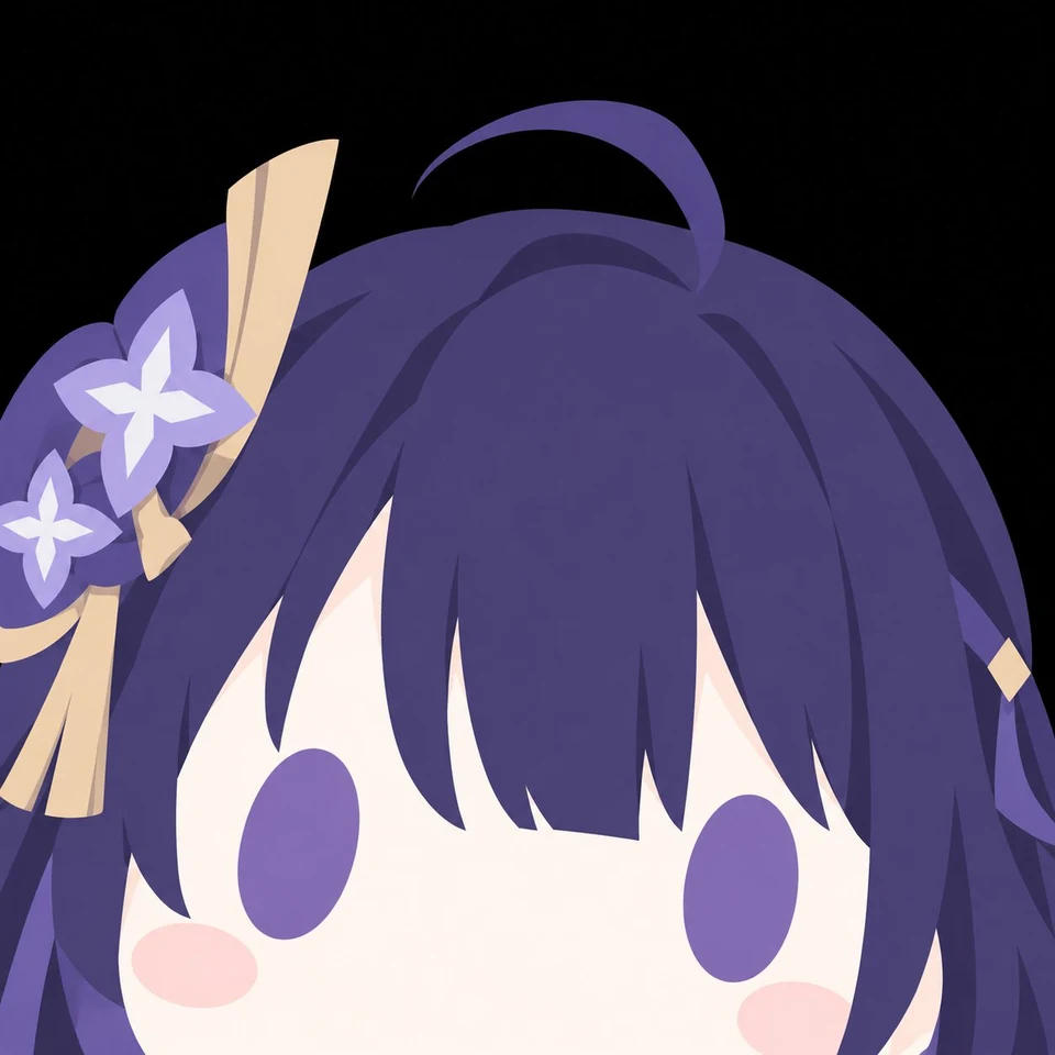 Chibi purple hair anime girl flat icon