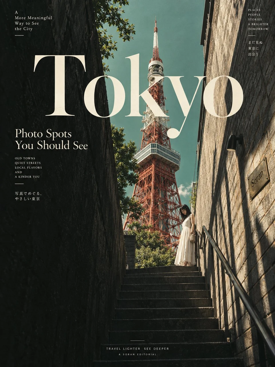 Tokyo Tower travel magazine cover low angle