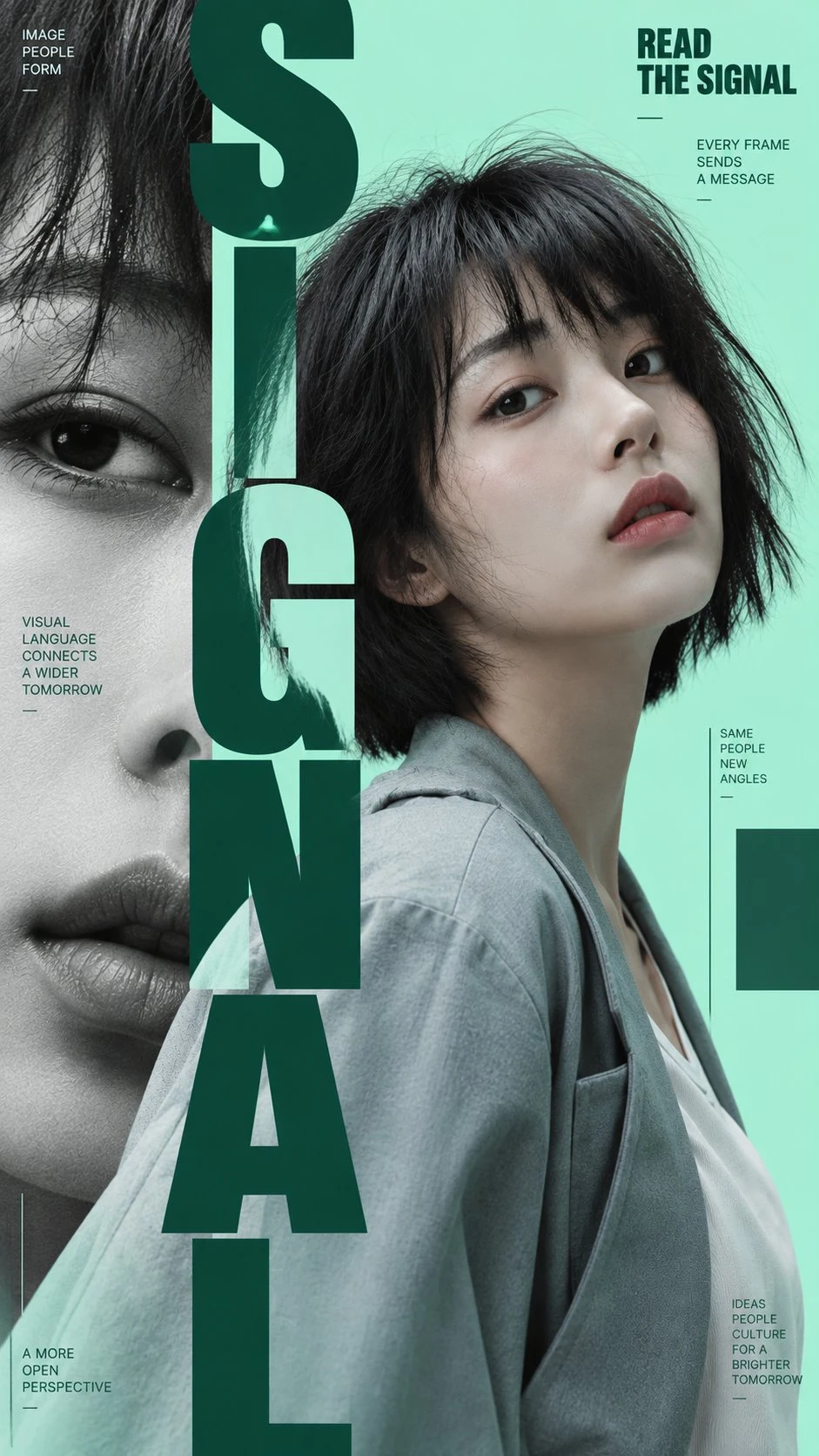 Fashion Editorial Poster with Vertical Typography