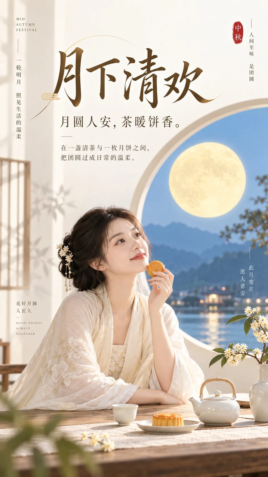 Mid Autumn Festival Chinese traditional poster with