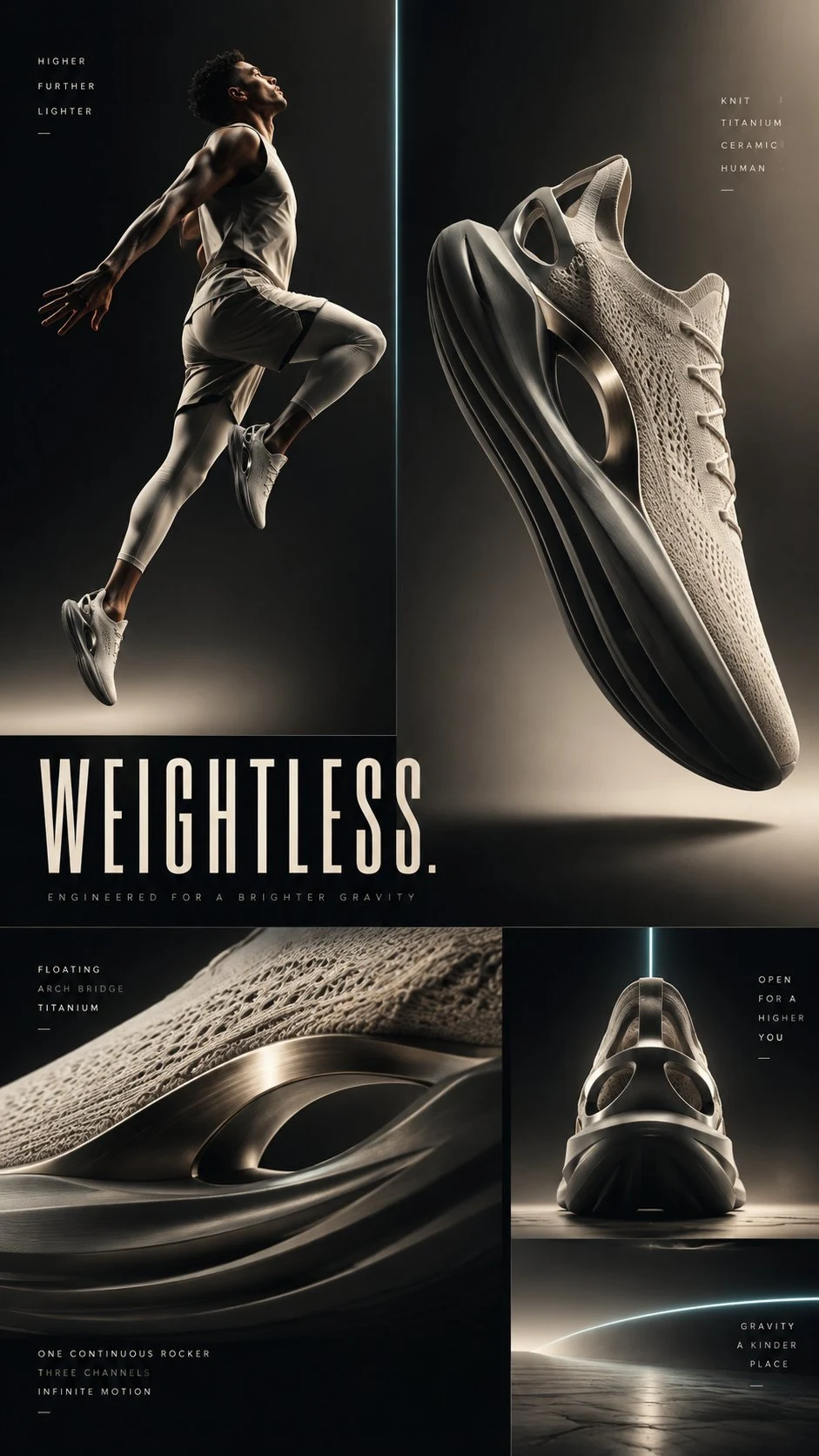futuristic sneaker editorial collage weightless