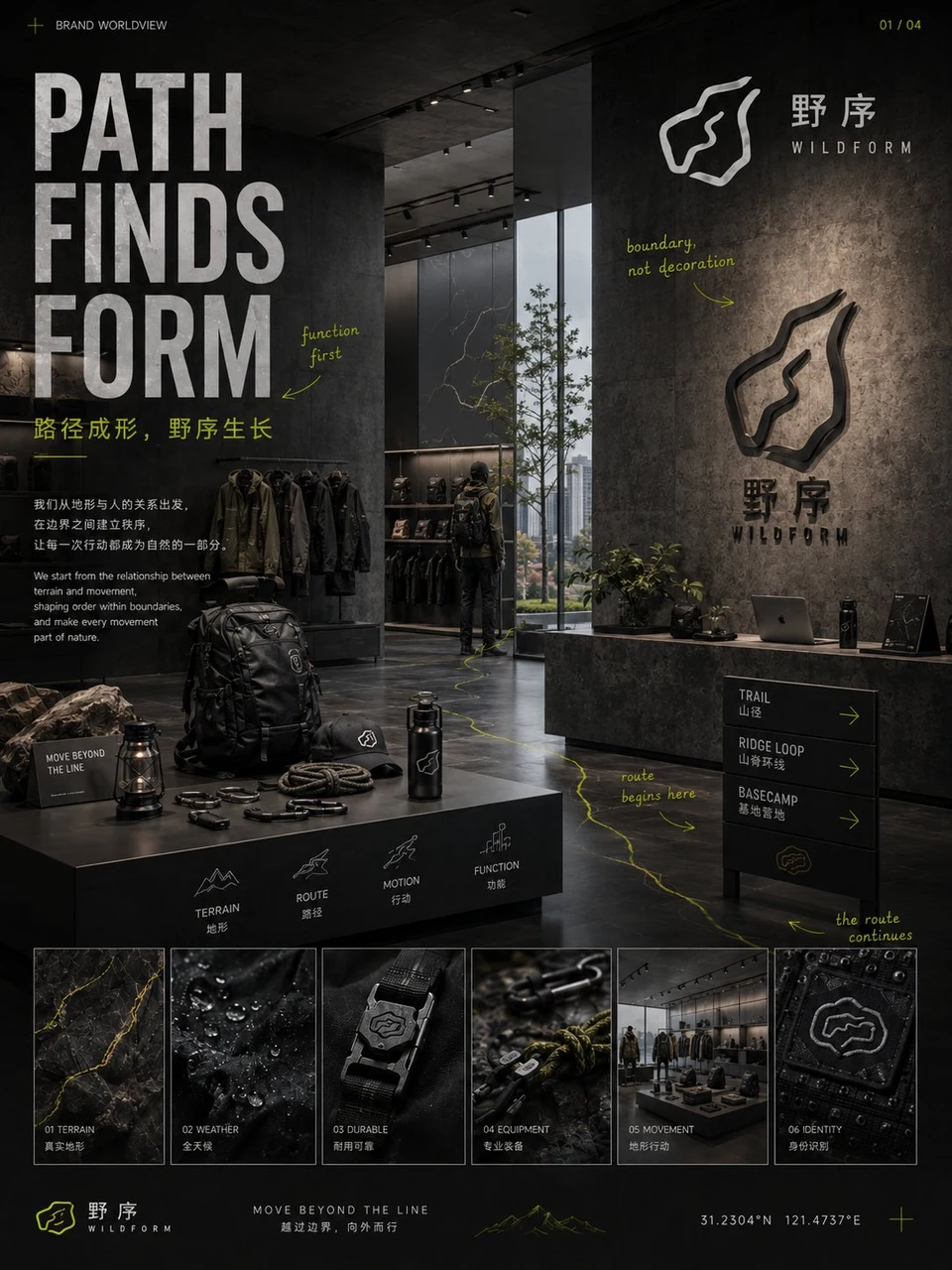 Wildform outdoor brand identity presentation