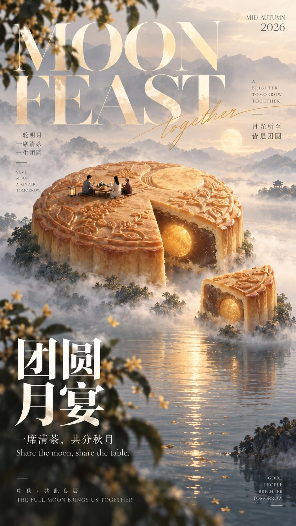 Giant mooncake festival editorial poster with