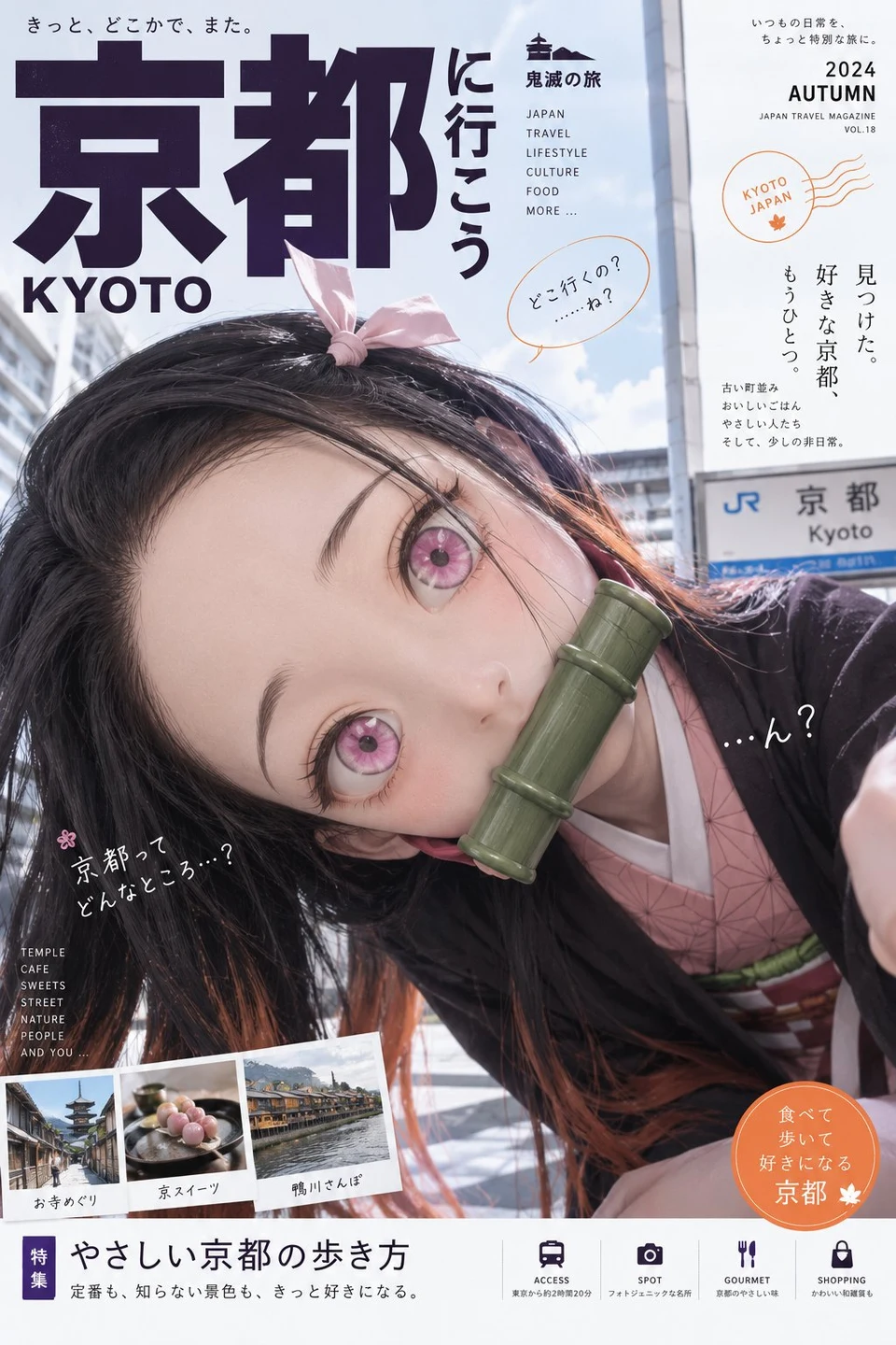 Japanese travel magazine poster with anime girl