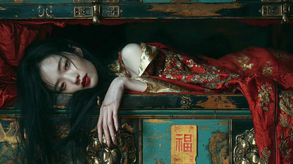 Chinese gothic supernatural portrait of a ghost in
