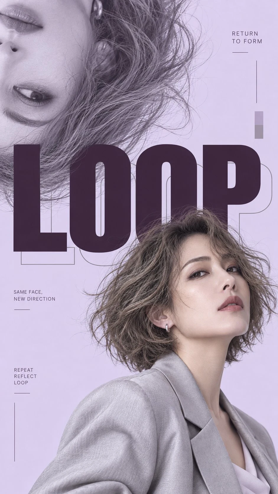 Fashion editorial poster with oversized LOOP