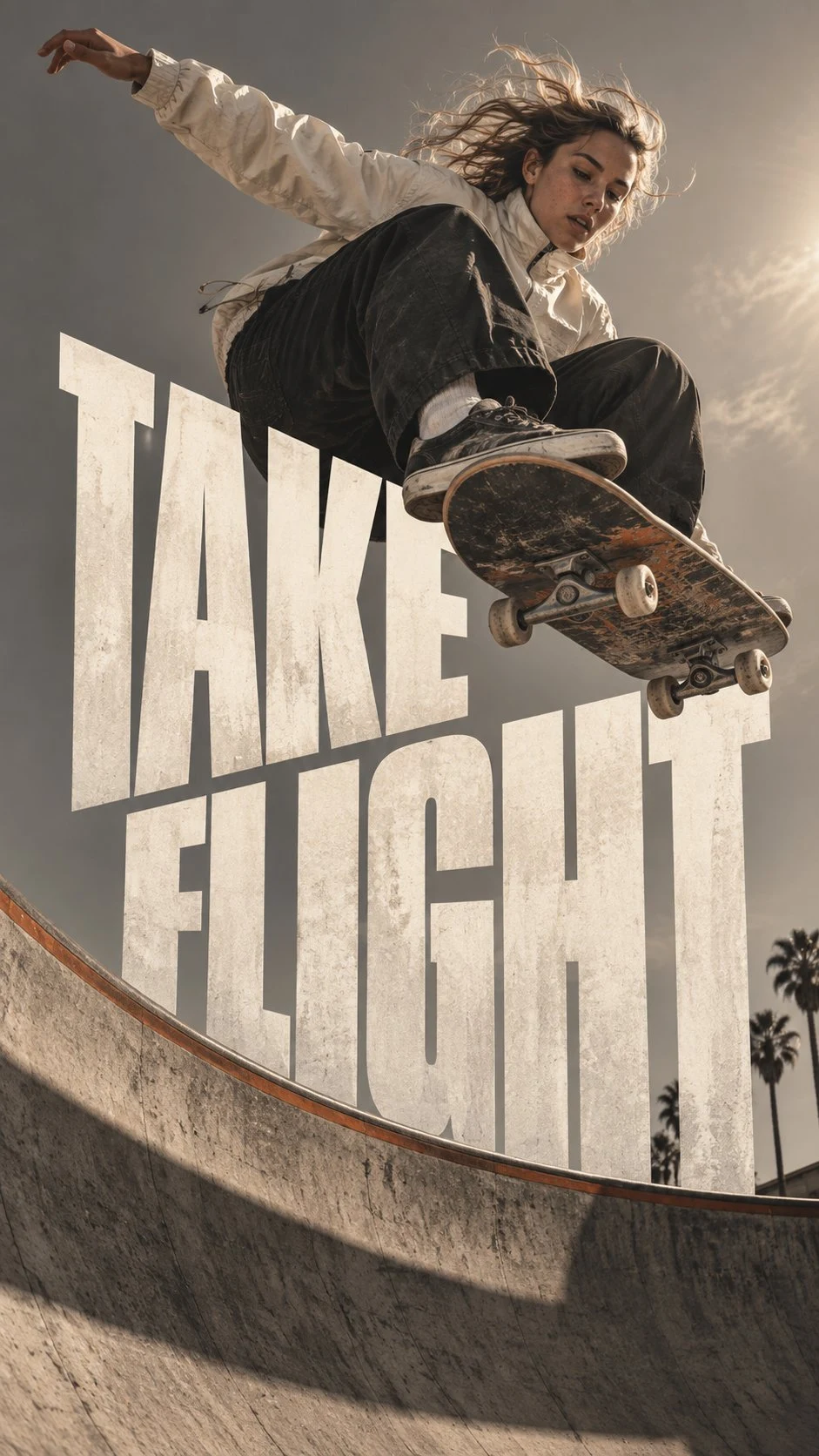 Sports editorial poster skateboarder concrete bowl