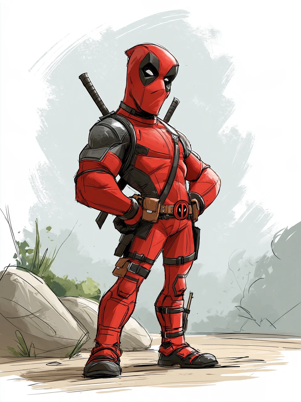 Deadpool Freestyle Sketch Character Design