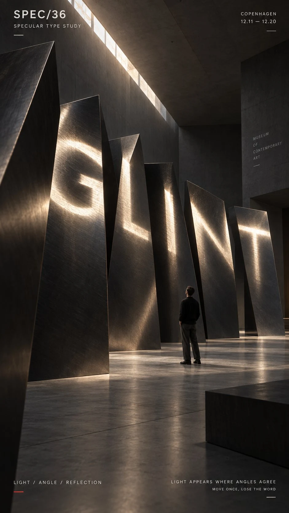 Specular Typography GLINT Installation Poster