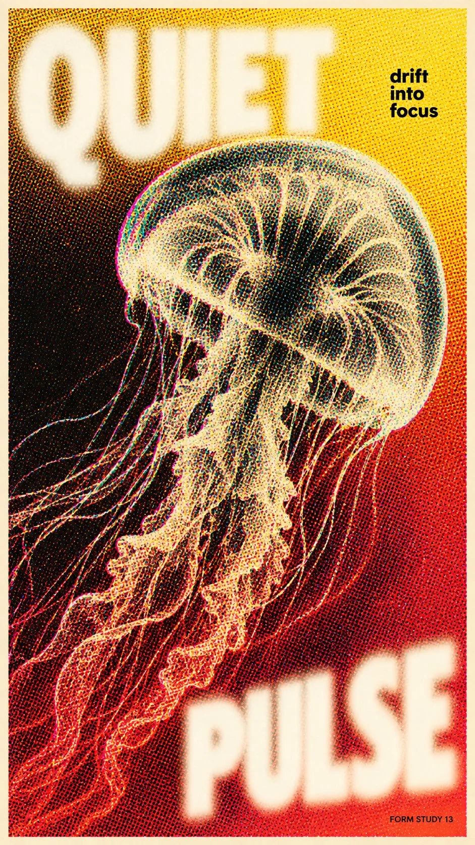 experimental editorial poster with halftone