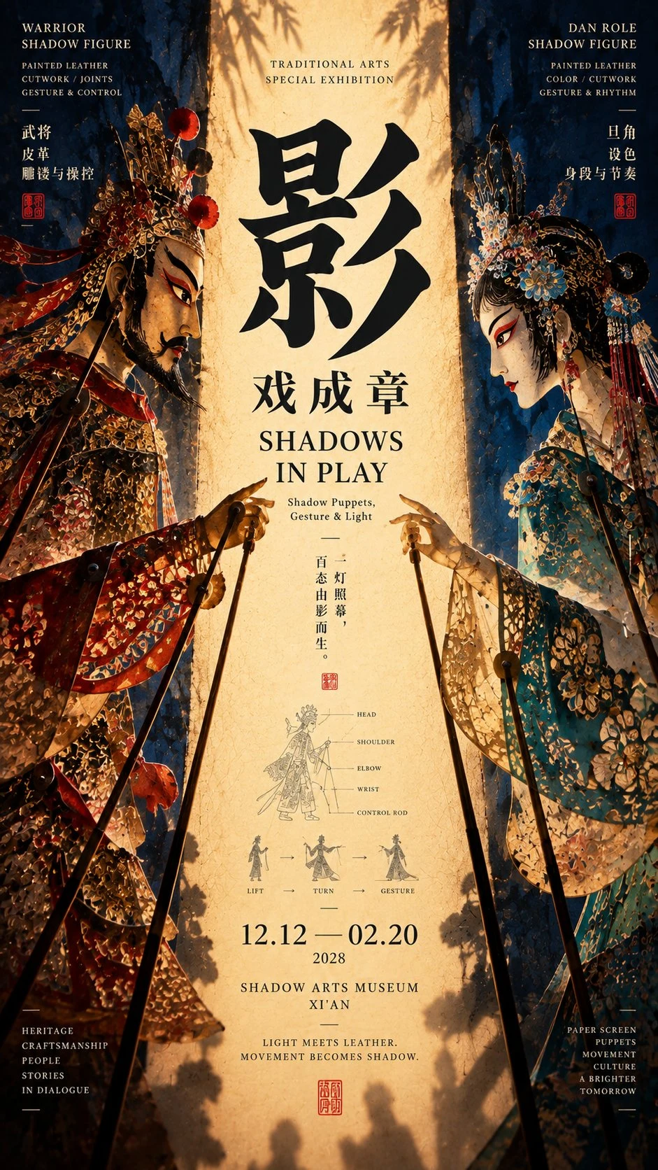 East Asian Shadow Puppet Museum Exhibition Poster