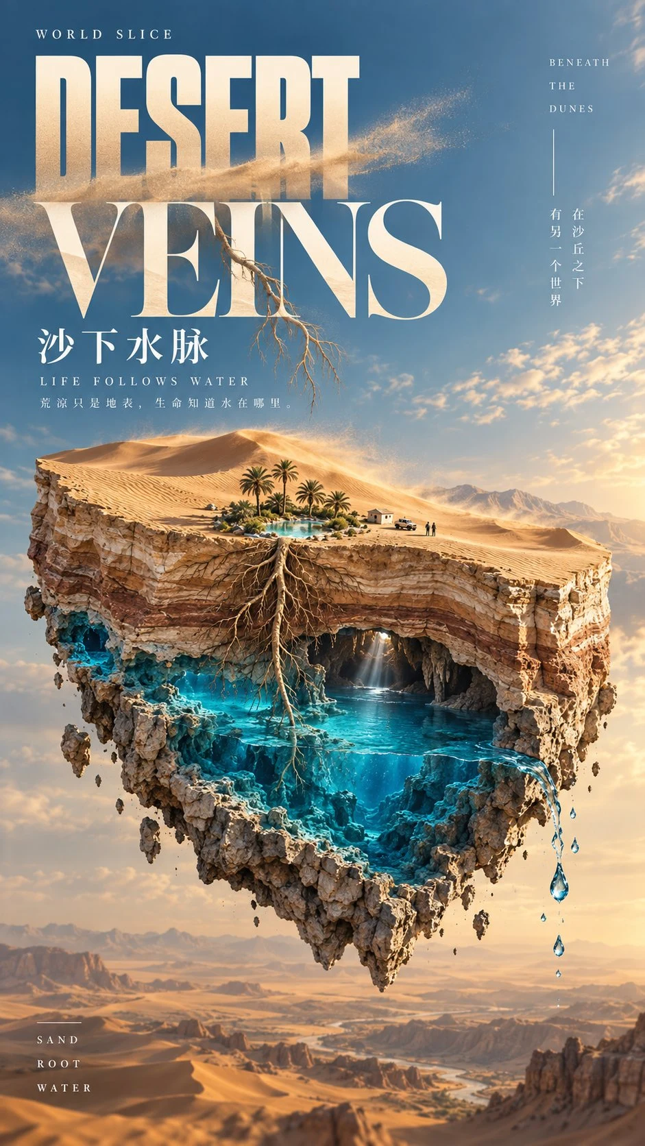 World Slice Desert Veins Editorial Poster