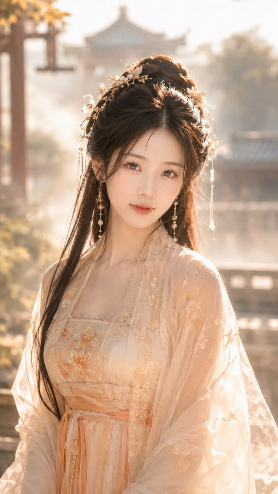 Tang-style fantasy portrait of young Eastern woman