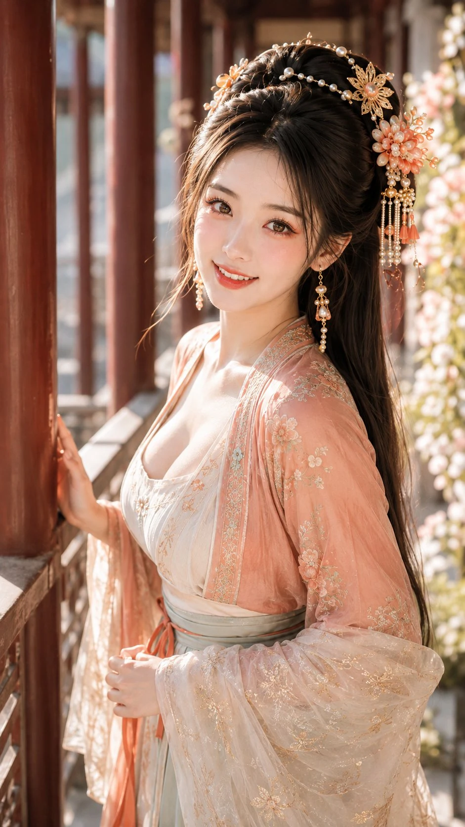 Ancient Chinese noblewoman portrait morning light