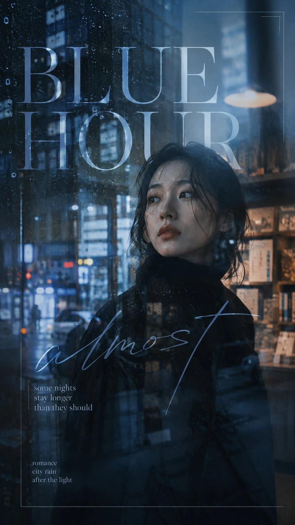 Cinematic film poster young woman behind