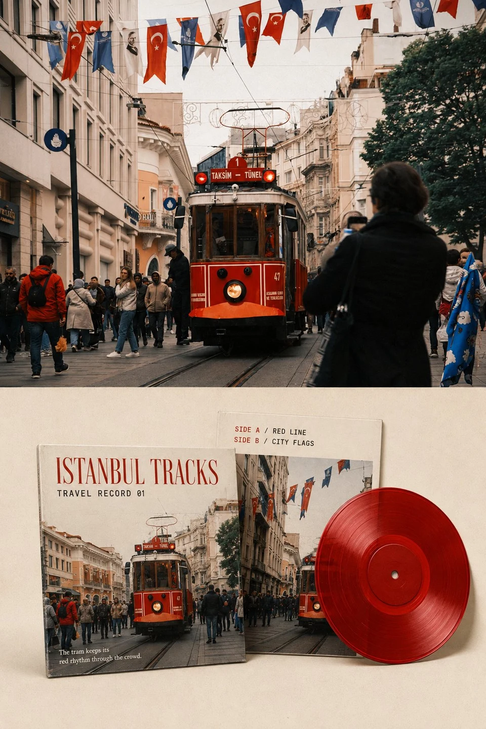 Istanbul Red Tram Travel Vinyl Record Visual Archive