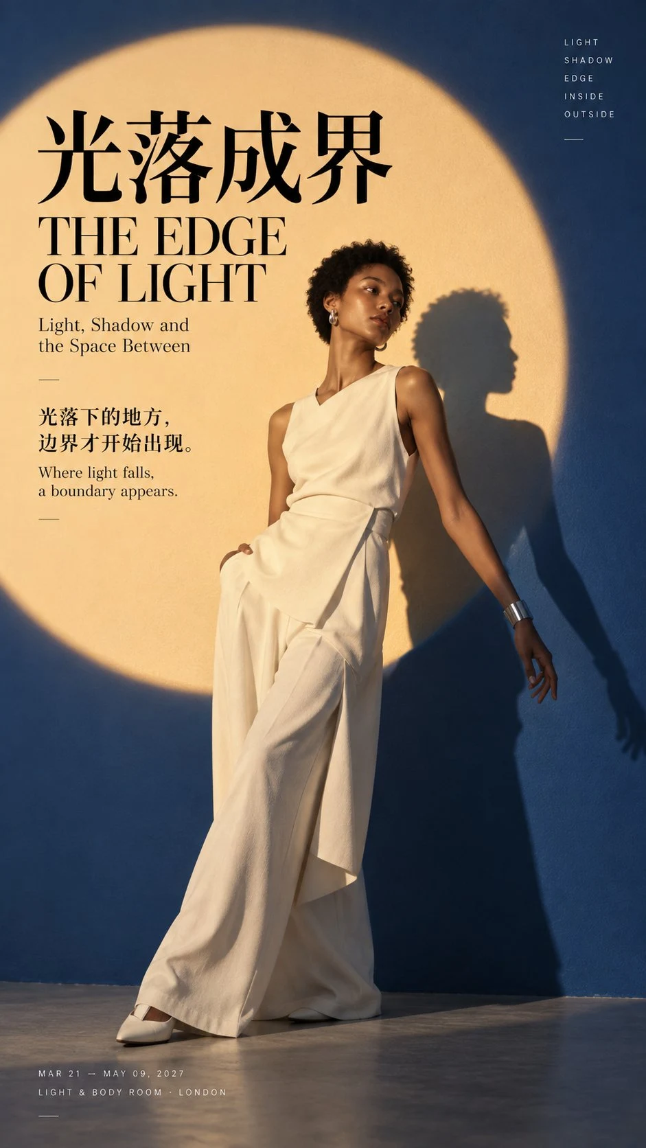 fashion editorial poster woman in circular light