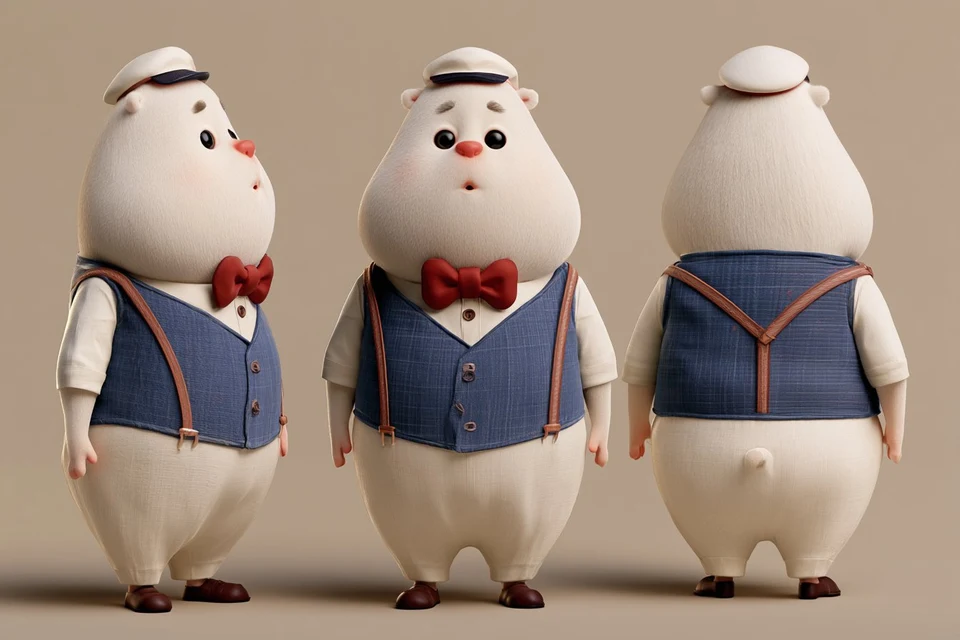 3D Pixar style cute white polar bear mascot in