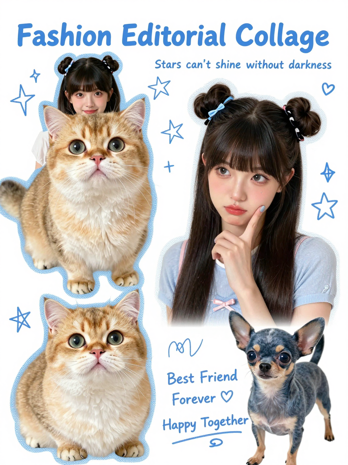 Y2K Fashion Collage with Cat and Dog