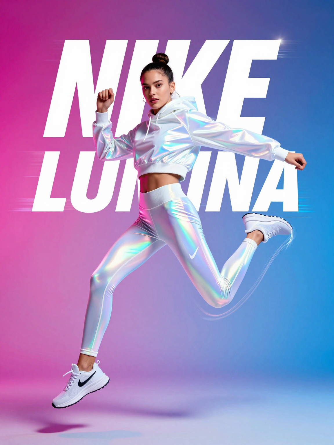 Nike Lumina Fashion Ad Iridescent Outfit Jump
