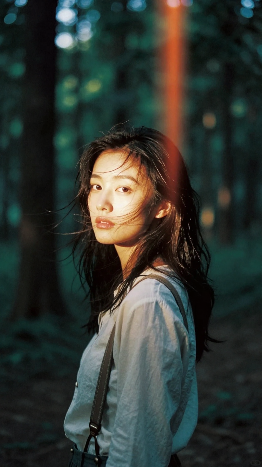 Film Portrait of Asian Woman in Forest