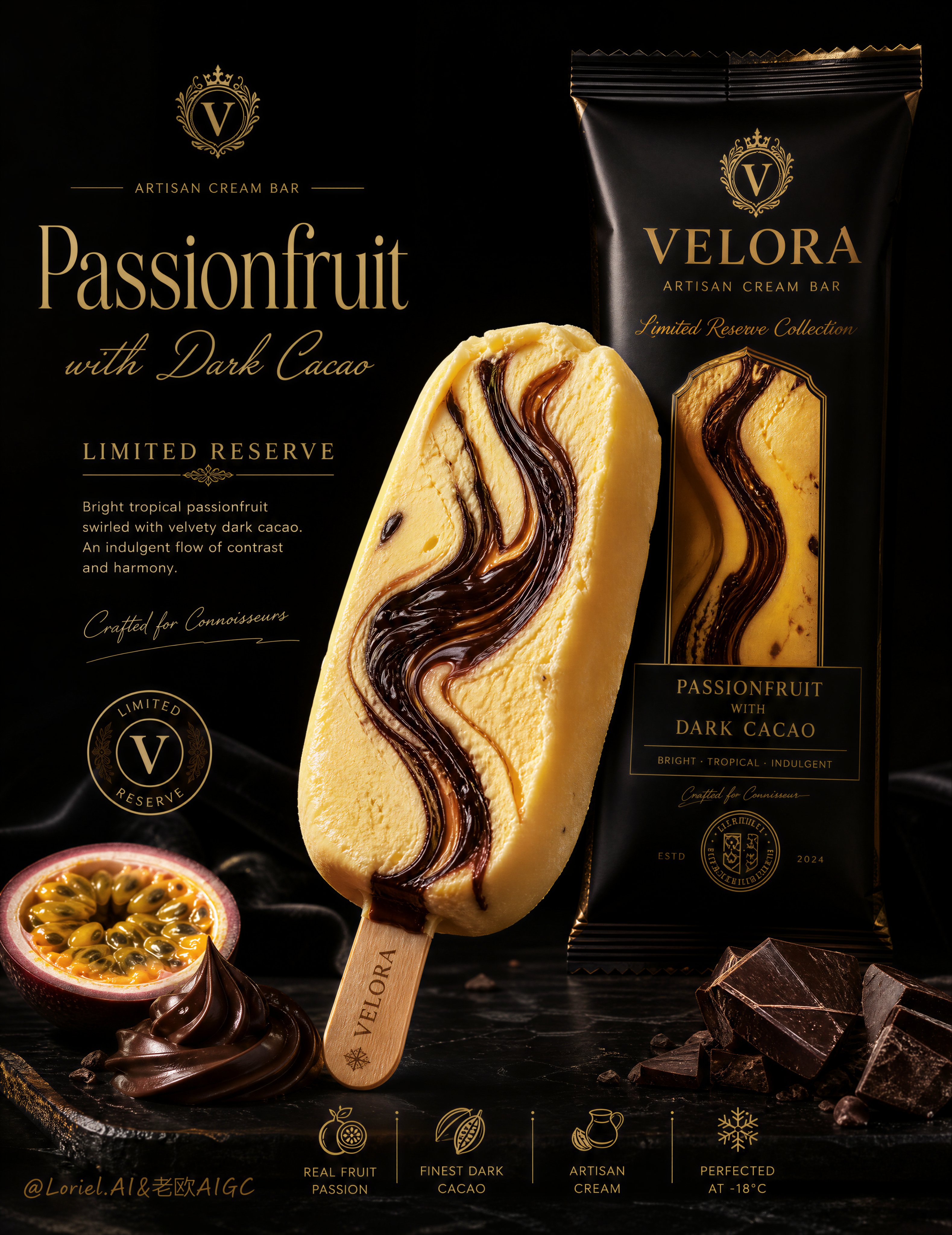 Luxury Vanilla Cacao Swirl Ice Cream Bar Marketing